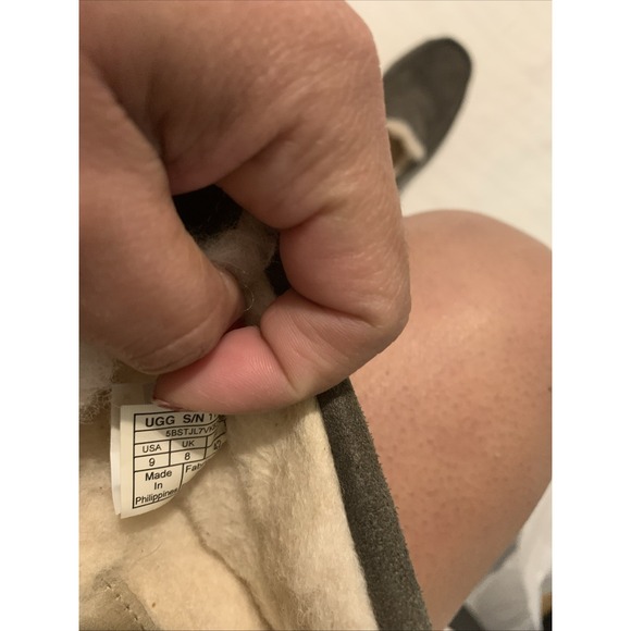 NIB UGG Mens Ascot Slippers Wool Hard Bottom Moccasin Shoes Charcoal Gray Size 9 - Picture 4 of 6